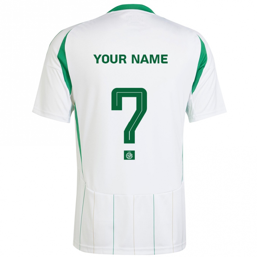 Kids Football Your Name #0 White Green Away Jersey 2024/25 T-Shirt Uk