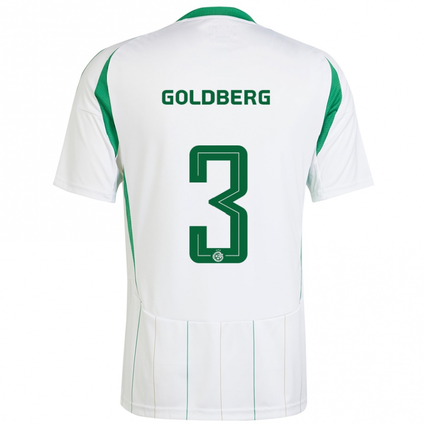 Kids Football Shon Goldberg #3 White Green Away Jersey 2024/25 T-Shirt Uk