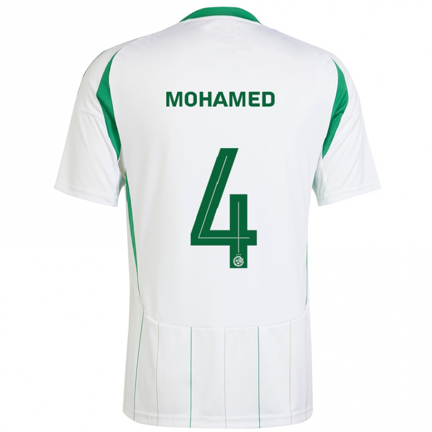 Kids Football Ali Mohamed #4 White Green Away Jersey 2024/25 T-Shirt Uk