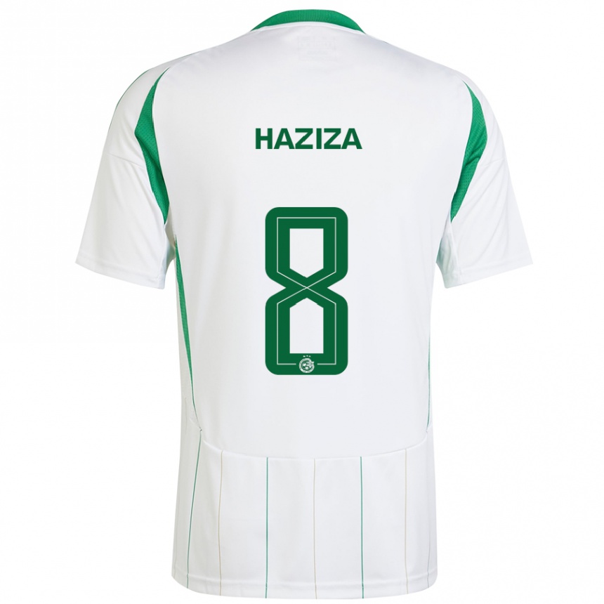 Kids Football Dolev Haziza #8 White Green Away Jersey 2024/25 T-Shirt Uk