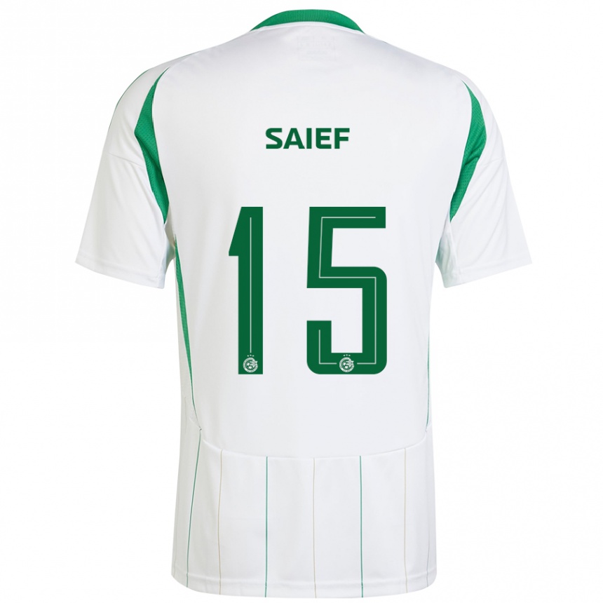 Kids Football Kenny Saief #15 White Green Away Jersey 2024/25 T-Shirt Uk