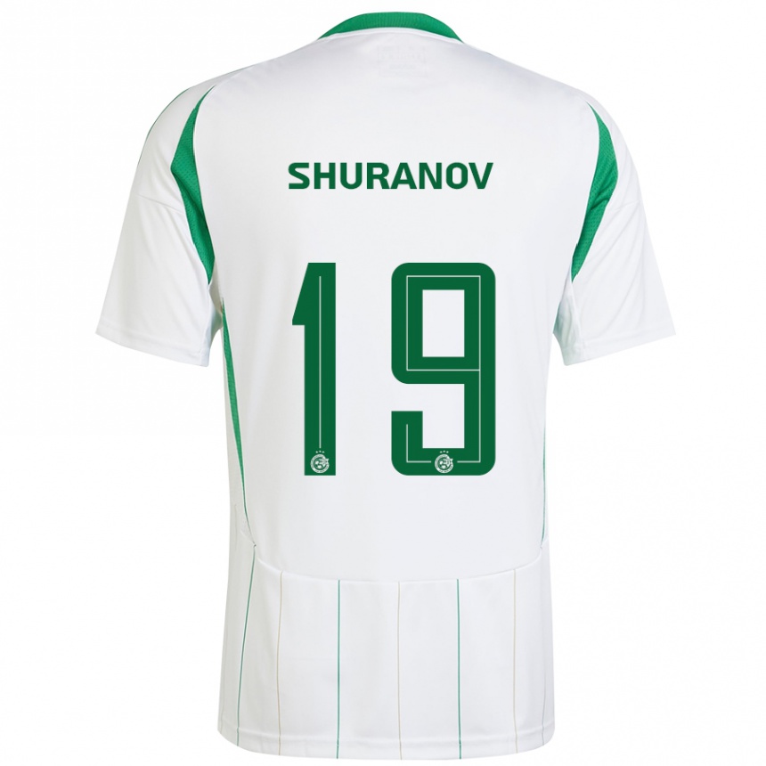 Kids Football Erik Shuranov #19 White Green Away Jersey 2024/25 T-Shirt Uk