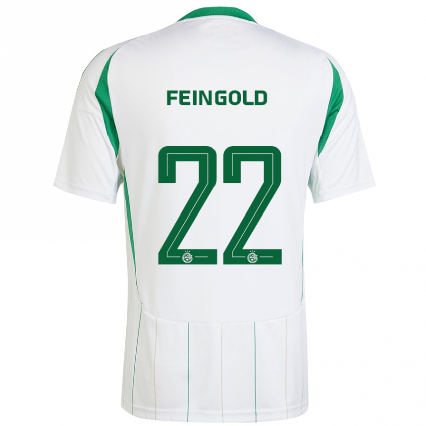 Kids Football Ilay Feingold #22 White Green Away Jersey 2024/25 T-Shirt Uk