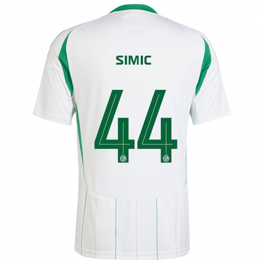 Kids Football Lorenco Simic #44 White Green Away Jersey 2024/25 T-Shirt Uk