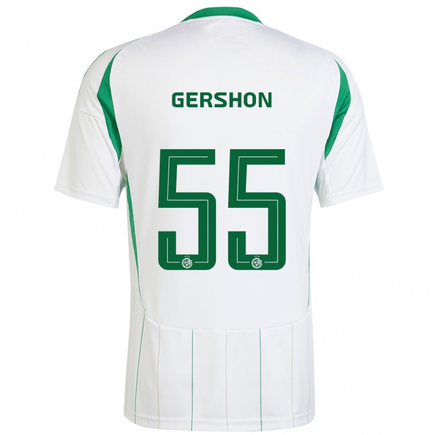 Kids Football Rami Gershon #55 White Green Away Jersey 2024/25 T-Shirt Uk