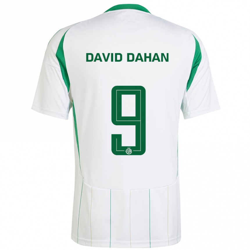 Kids Football Omer David Dahan #9 White Green Away Jersey 2024/25 T-Shirt Uk