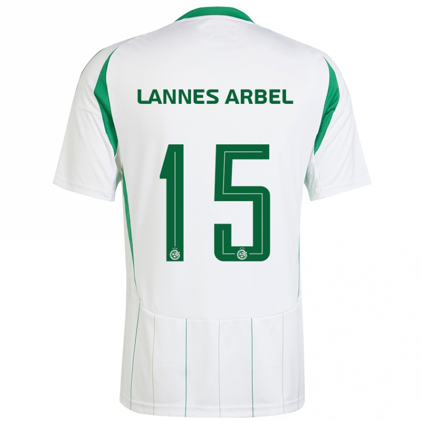 Kids Football Tomer Lannes Arbel #15 White Green Away Jersey 2024/25 T-Shirt Uk