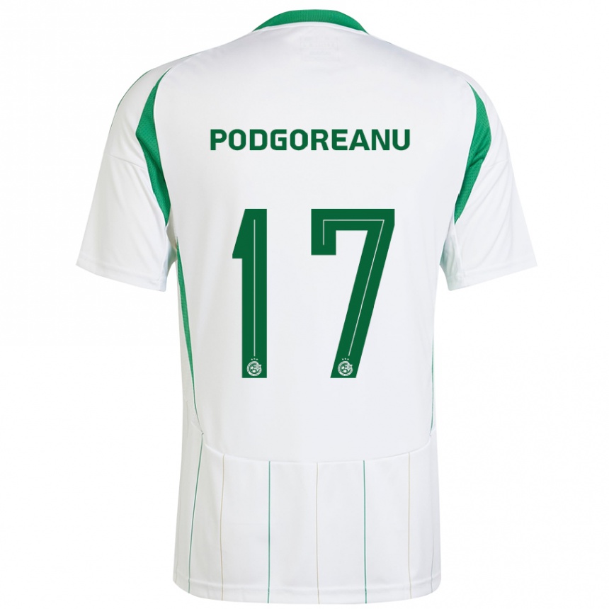 Kids Football Suf Podgoreanu #17 White Green Away Jersey 2024/25 T-Shirt Uk