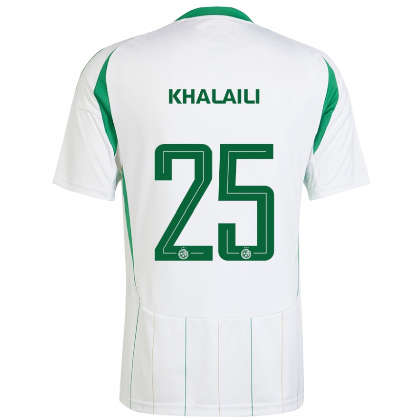 Kids Football Anan Khalaili #25 White Green Away Jersey 2024/25 T-Shirt Uk