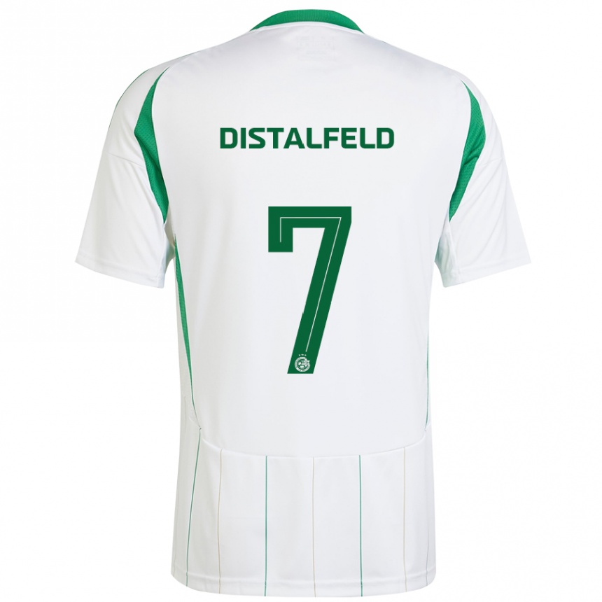 Kids Football Yanai Distalfeld #7 White Green Away Jersey 2024/25 T-Shirt Uk