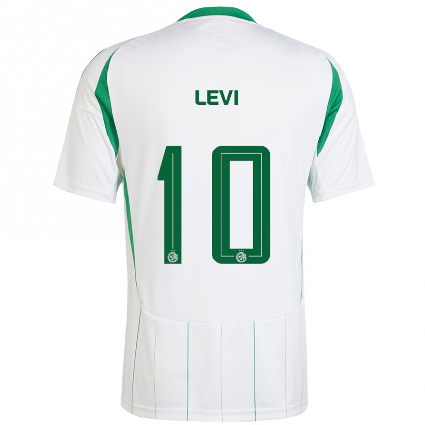 Kids Football Yarin Levi #10 White Green Away Jersey 2024/25 T-Shirt Uk