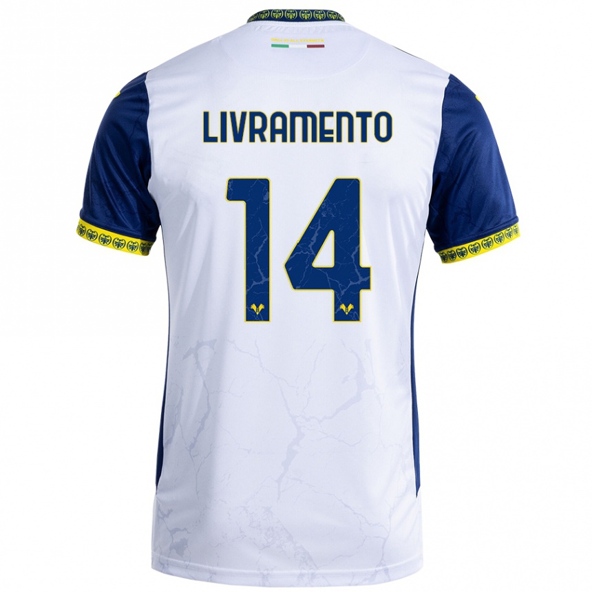 Kids Football Dailon Rocha Livramento #14 White Blue Away Jersey 2024/25 T-Shirt Uk