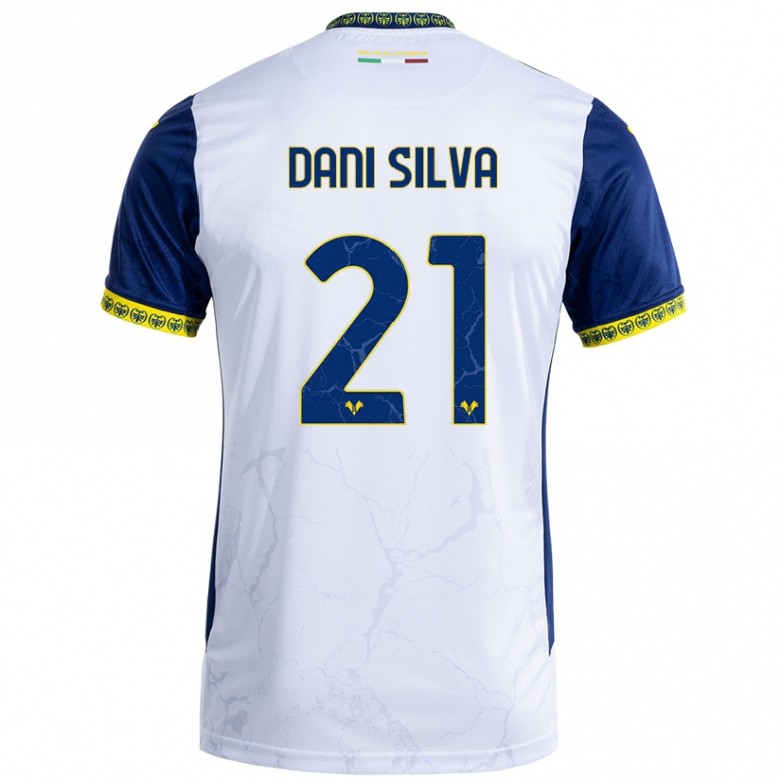 Kids Football Dani Silva #21 White Blue Away Jersey 2024/25 T-Shirt Uk