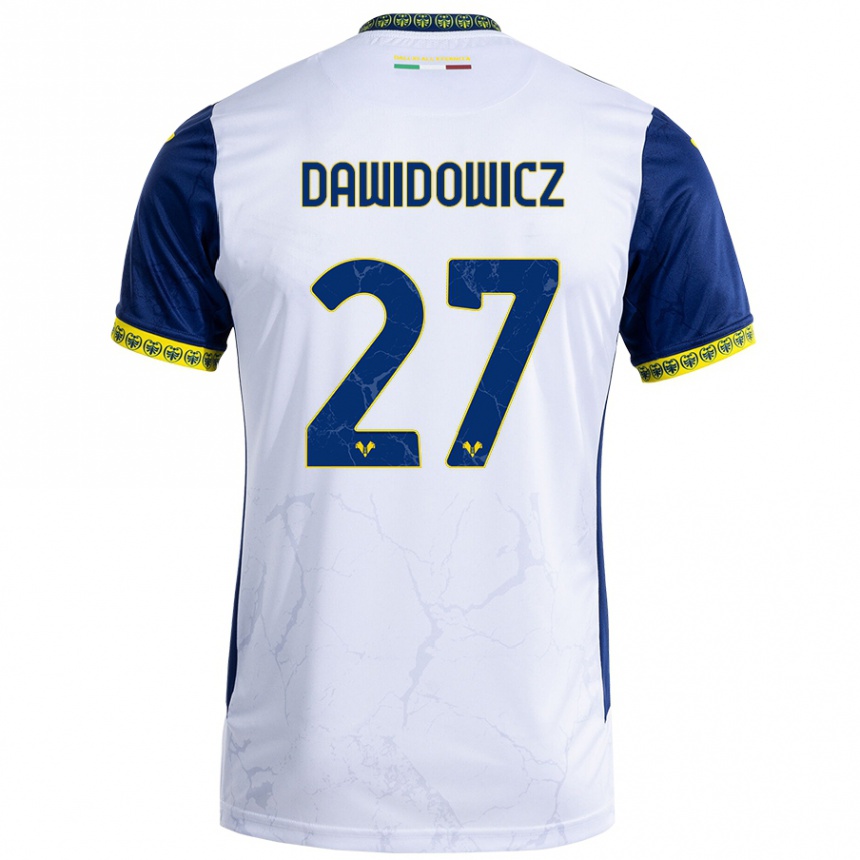 Kids Football Pawel Dawidowicz #27 White Blue Away Jersey 2024/25 T-Shirt Uk