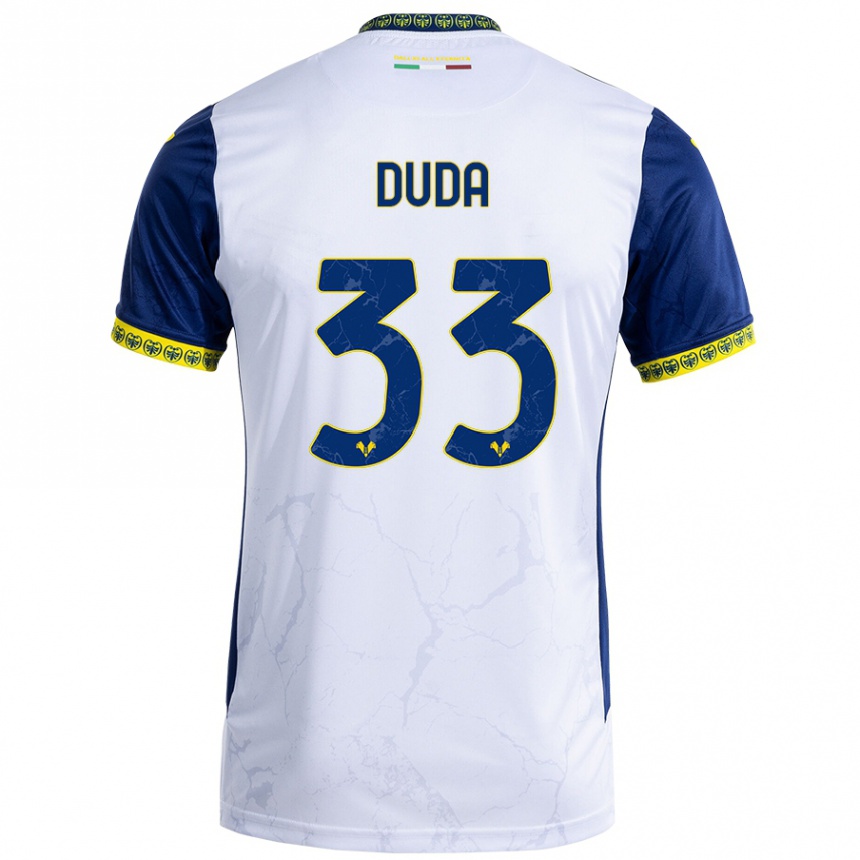 Kids Football Ondrej Duda #33 White Blue Away Jersey 2024/25 T-Shirt Uk