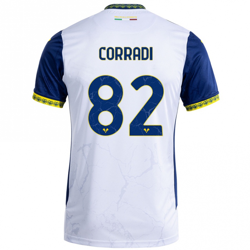 Kids Football Christian Corradi #82 White Blue Away Jersey 2024/25 T-Shirt Uk