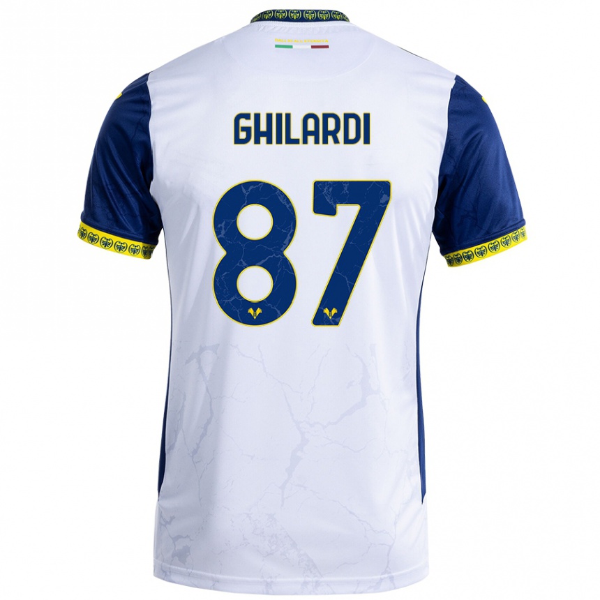 Kids Football Daniele Ghilardi #87 White Blue Away Jersey 2024/25 T-Shirt Uk