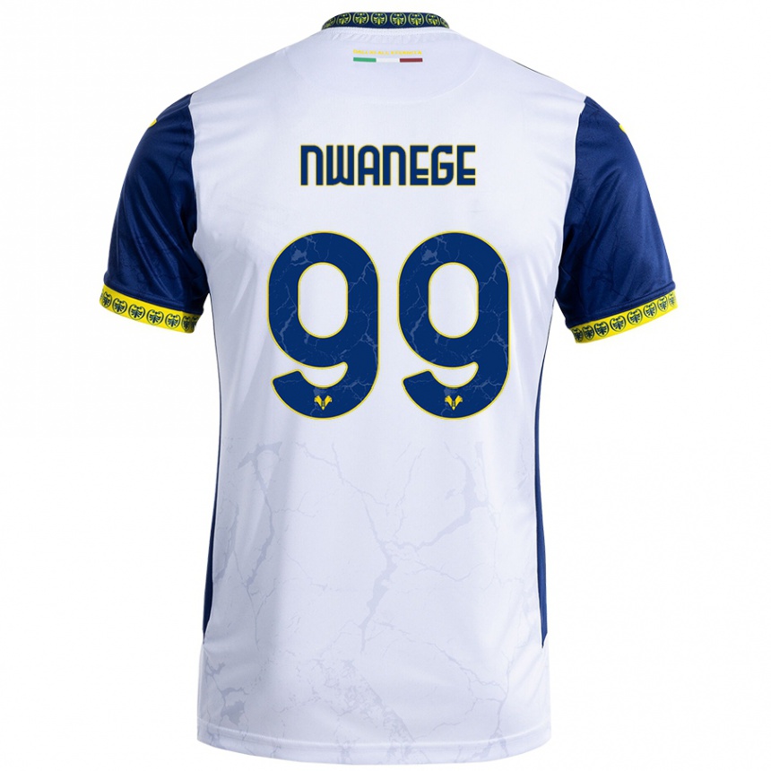 Kids Football Karlson Nwanege #99 White Blue Away Jersey 2024/25 T-Shirt Uk