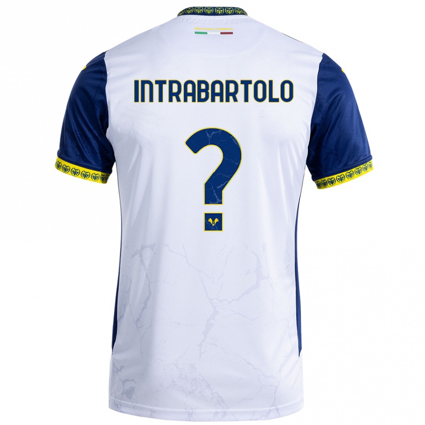 Kids Football Denis Intrabartolo #0 White Blue Away Jersey 2024/25 T-Shirt Uk