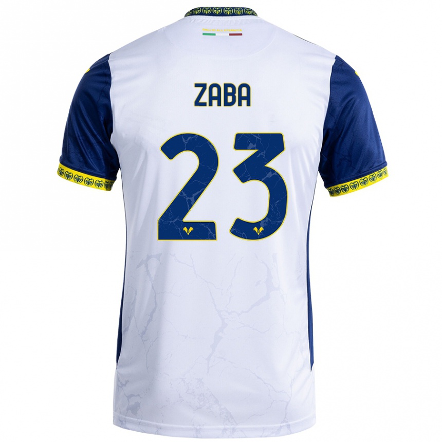 Kids Football Nelson Zaba #23 White Blue Away Jersey 2024/25 T-Shirt Uk