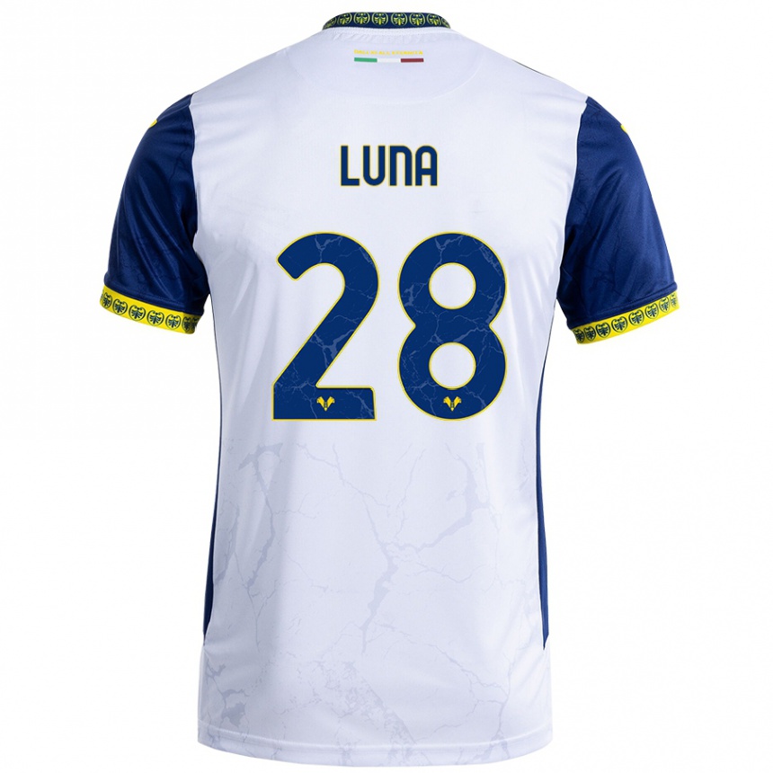 Kids Football Agustín Luna #28 White Blue Away Jersey 2024/25 T-Shirt Uk