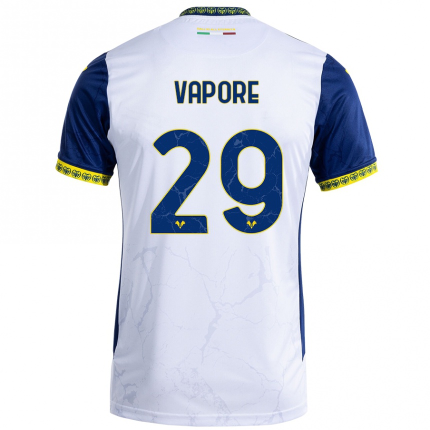 Kids Football Angelo Vapore #29 White Blue Away Jersey 2024/25 T-Shirt Uk