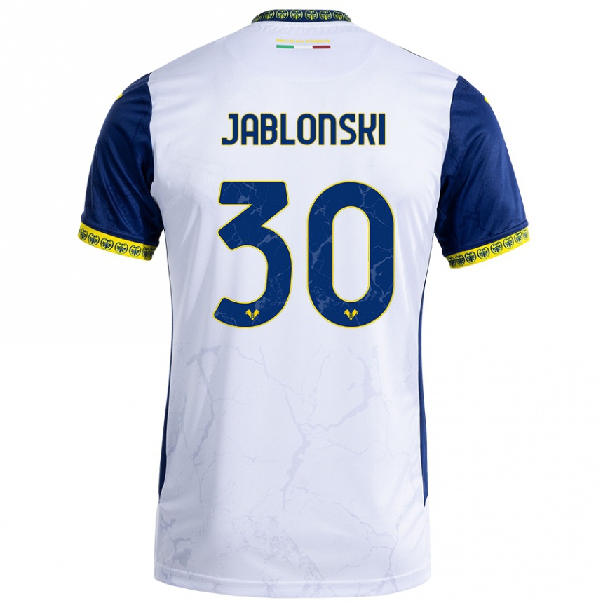 Kids Football Darvin Jablonski #30 White Blue Away Jersey 2024/25 T-Shirt Uk