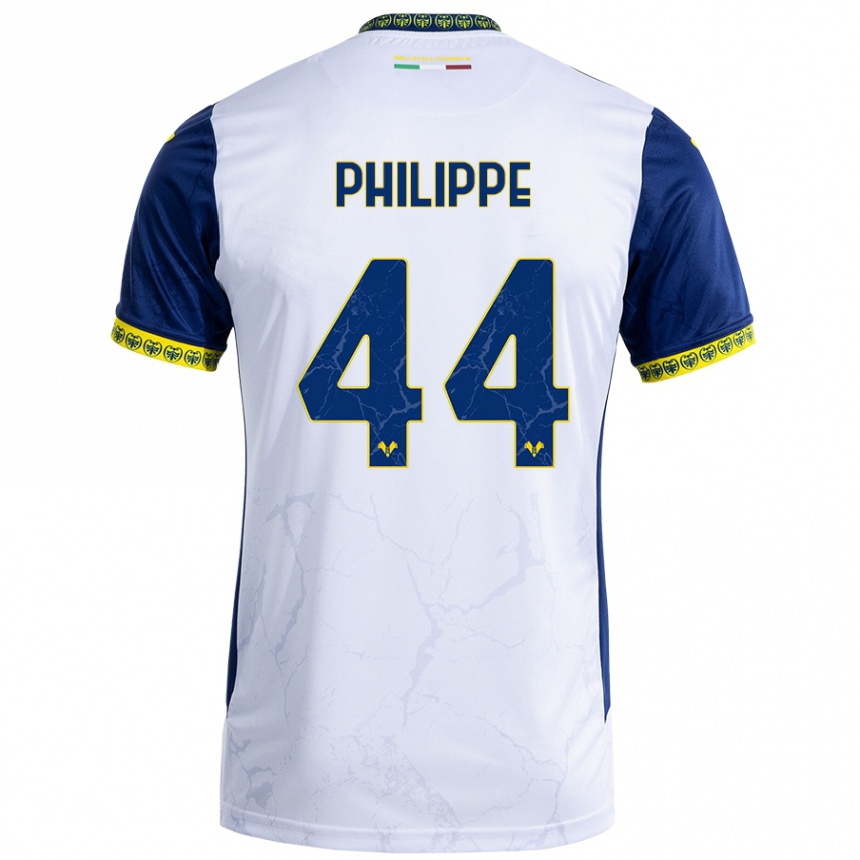 Kids Football Mathis Philippe #44 White Blue Away Jersey 2024/25 T-Shirt Uk