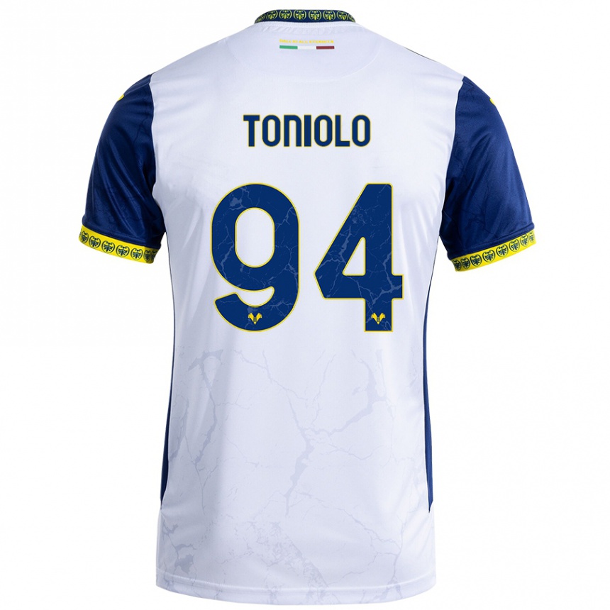 Kids Football Giacomo Toniolo #94 White Blue Away Jersey 2024/25 T-Shirt Uk