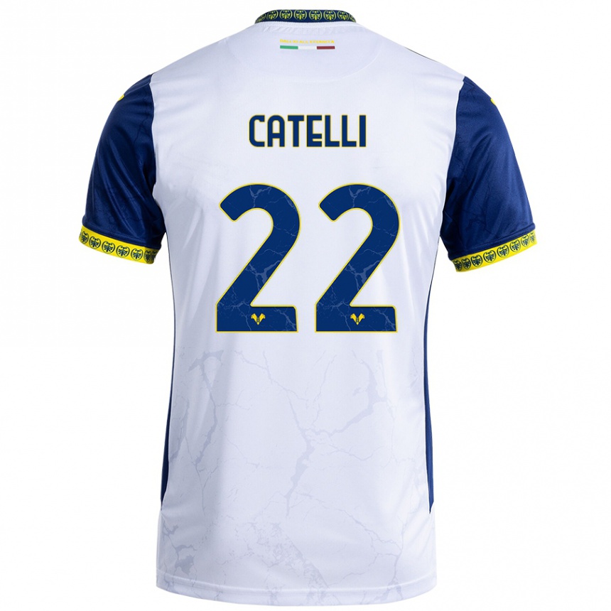 Kids Football Anna Catelli #22 White Blue Away Jersey 2024/25 T-Shirt Uk