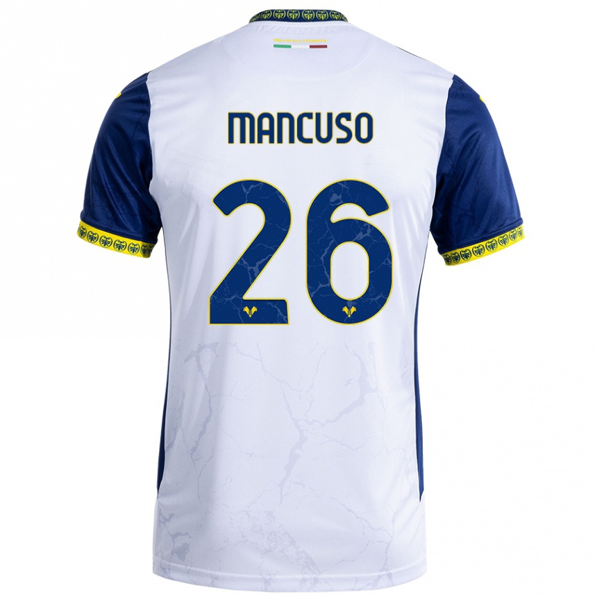 Kids Football Giulia Mancuso #26 White Blue Away Jersey 2024/25 T-Shirt Uk