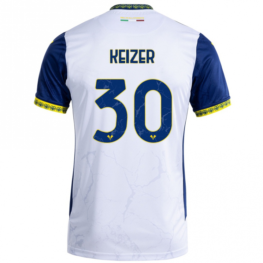 Kids Football Fanny Keizer #30 White Blue Away Jersey 2024/25 T-Shirt Uk