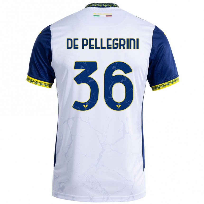 Kids Football Erika De Pellegrini #36 White Blue Away Jersey 2024/25 T-Shirt Uk