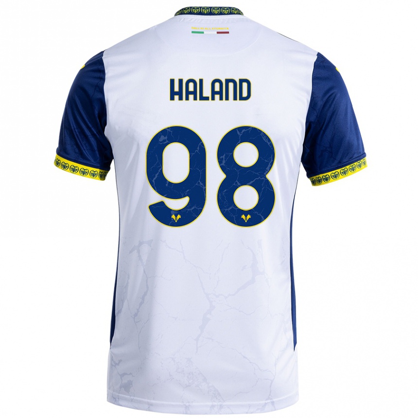 Kids Football Benedicte Iversen Håland #98 White Blue Away Jersey 2024/25 T-Shirt Uk