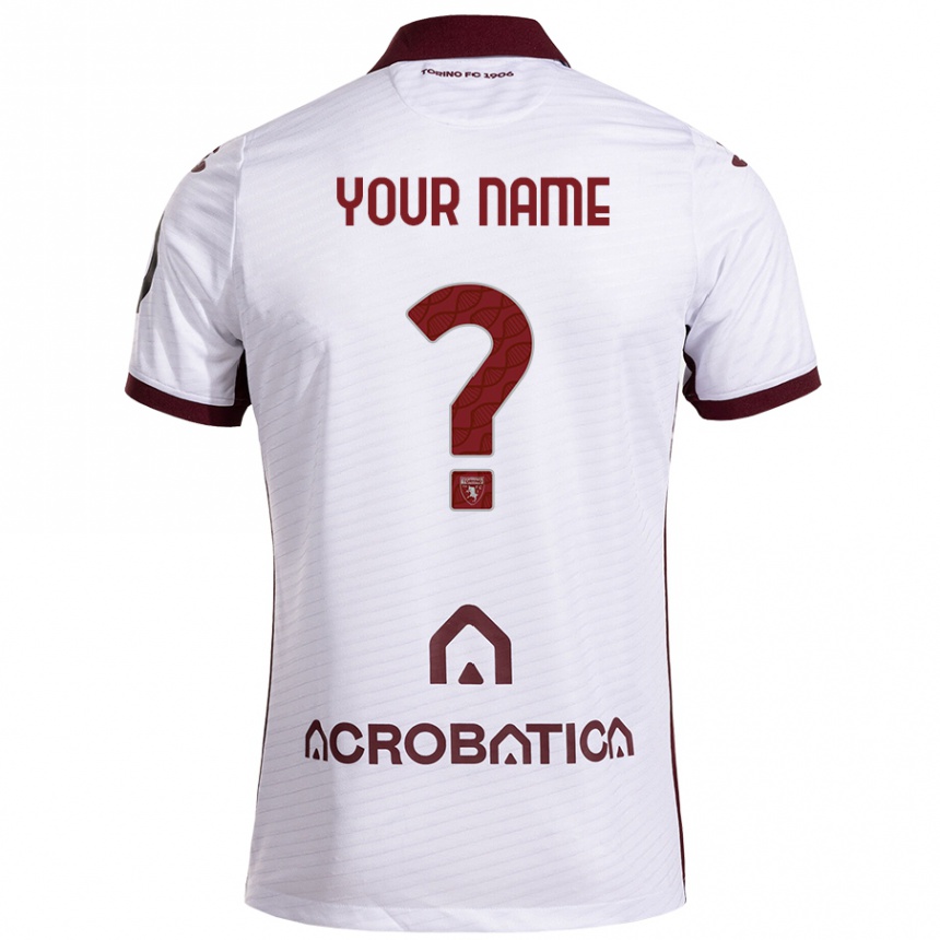 Kids Football Your Name #0 White Maroon Away Jersey 2024/25 T-Shirt Uk