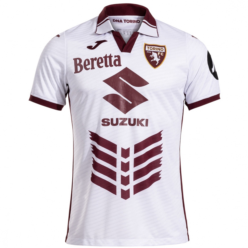 Kids Football Pietro Pellegri #11 White Maroon Away Jersey 2024/25 T-Shirt Uk