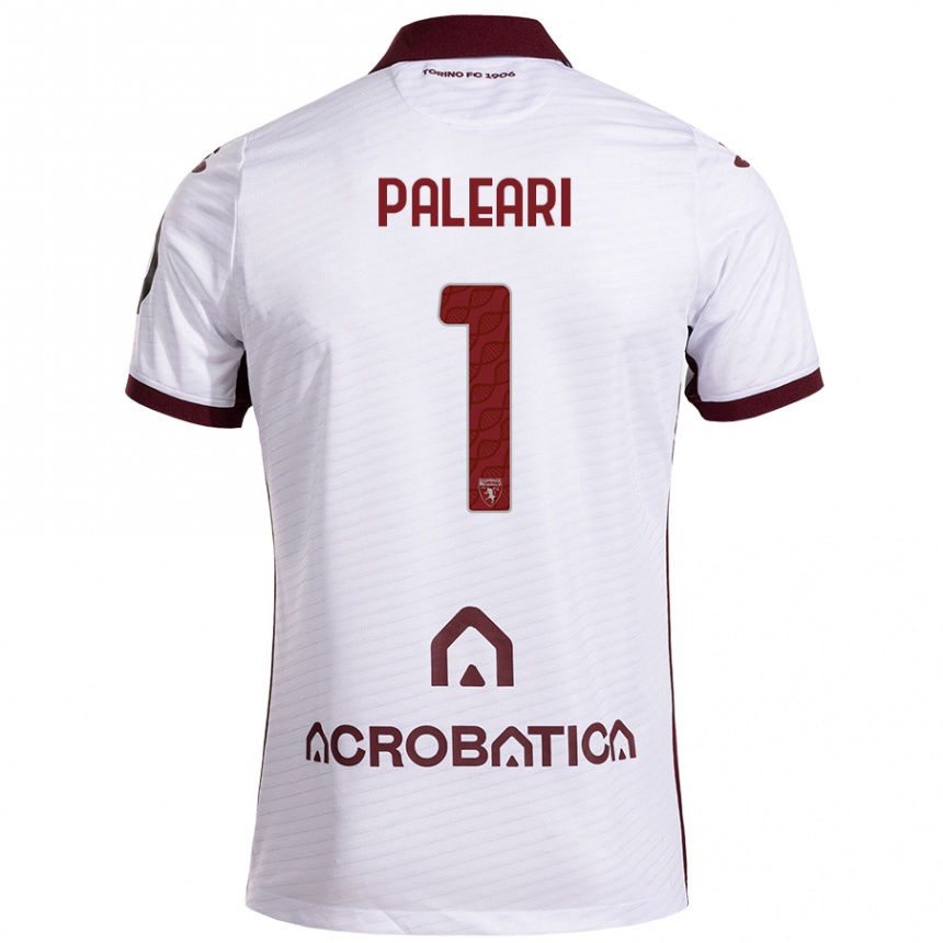 Kids Football Alberto Paleari #1 White Maroon Away Jersey 2024/25 T-Shirt Uk