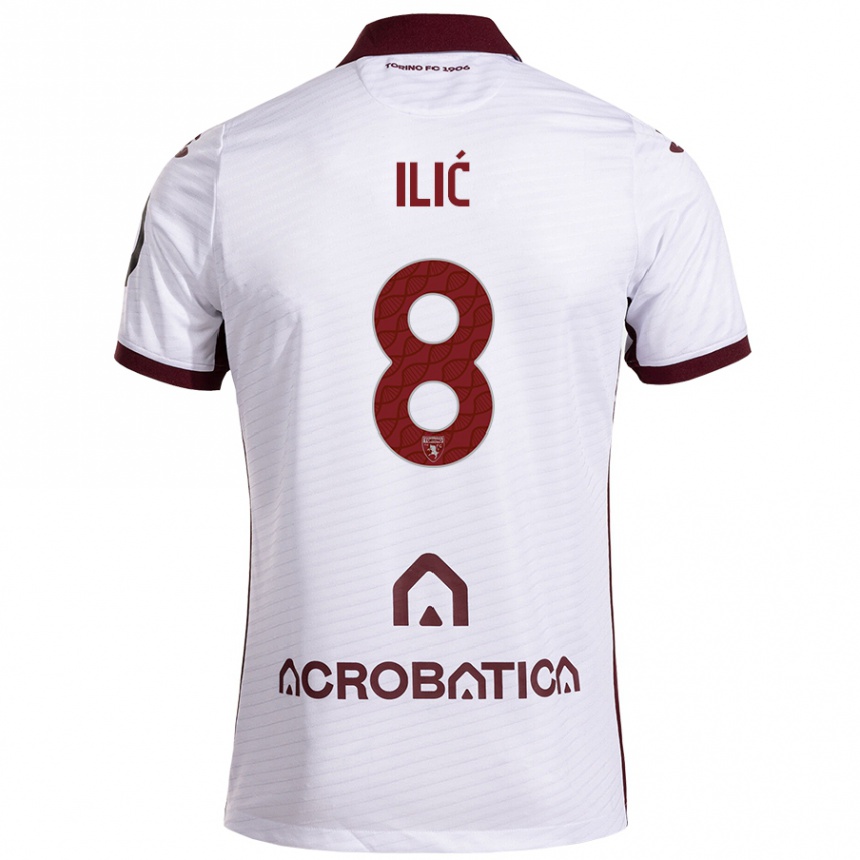 Kids Football Ivan Ilić #8 White Maroon Away Jersey 2024/25 T-Shirt Uk