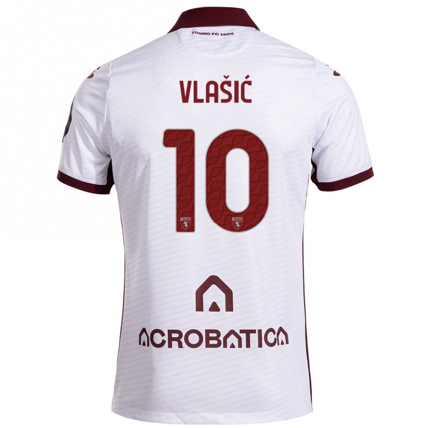 Kids Football Nikola Vlašić #10 White Maroon Away Jersey 2024/25 T-Shirt Uk