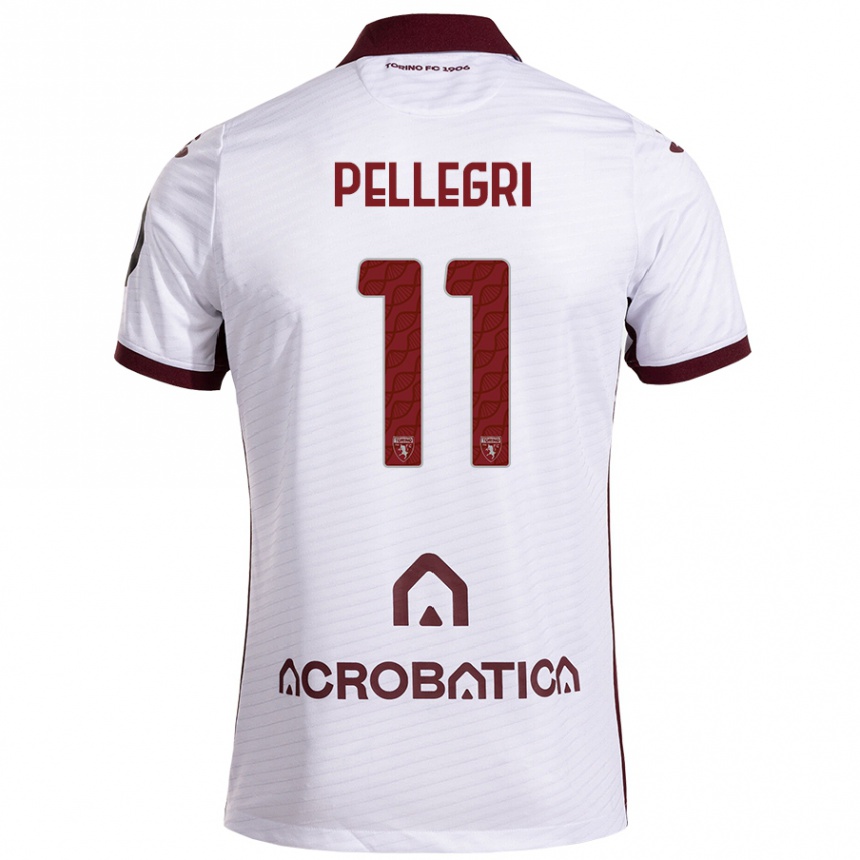 Kids Football Pietro Pellegri #11 White Maroon Away Jersey 2024/25 T-Shirt Uk