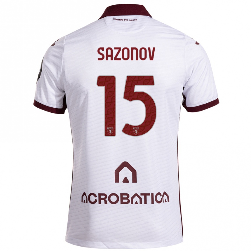 Kids Football Saba Sazonov #15 White Maroon Away Jersey 2024/25 T-Shirt Uk