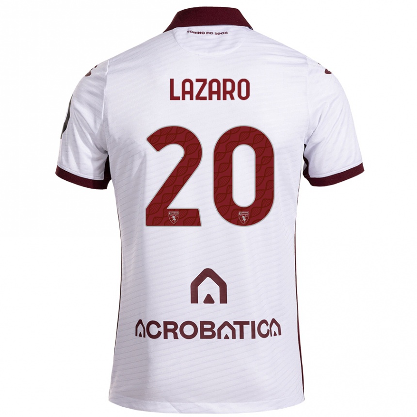 Kids Football Valentino Lazaro #20 White Maroon Away Jersey 2024/25 T-Shirt Uk