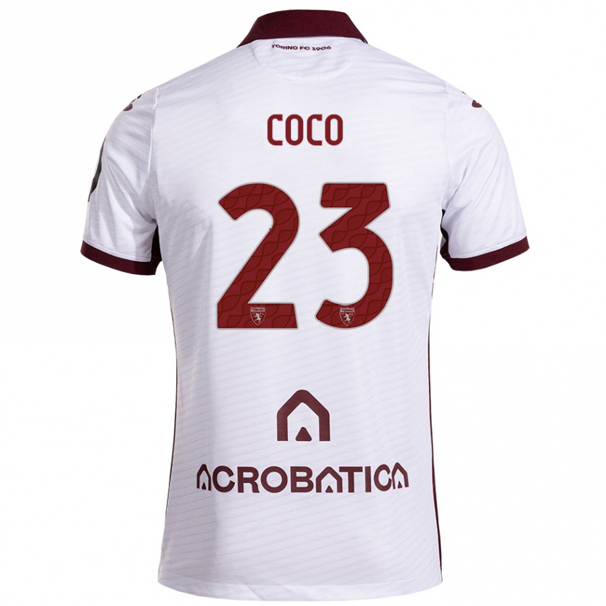 Kids Football Saúl Coco #23 White Maroon Away Jersey 2024/25 T-Shirt Uk