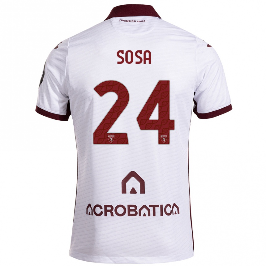 Kids Football Borna Sosa #24 White Maroon Away Jersey 2024/25 T-Shirt Uk