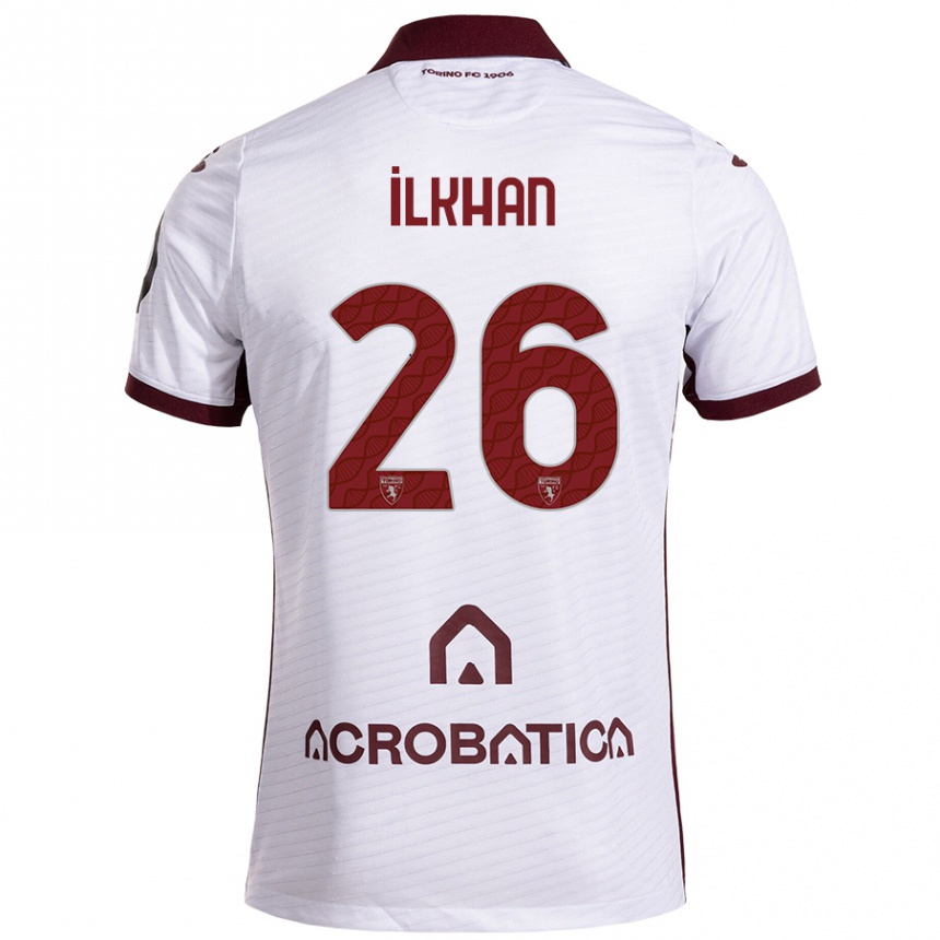 Kids Football Emirhan İlkhan #26 White Maroon Away Jersey 2024/25 T-Shirt Uk