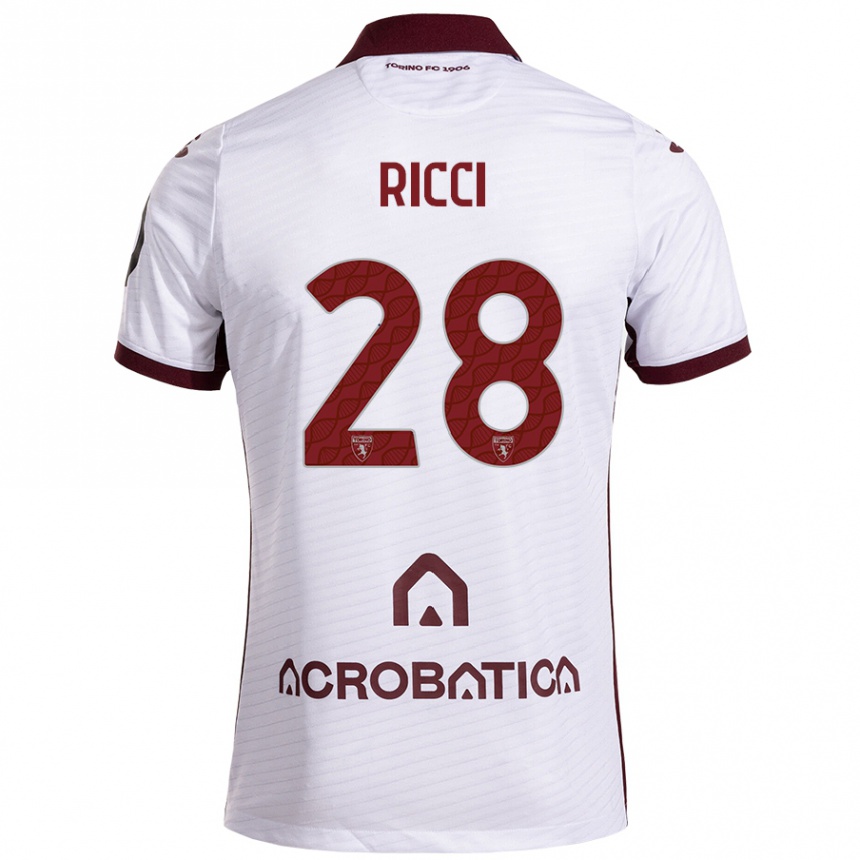 Kids Football Samuele Ricci #28 White Maroon Away Jersey 2024/25 T-Shirt Uk