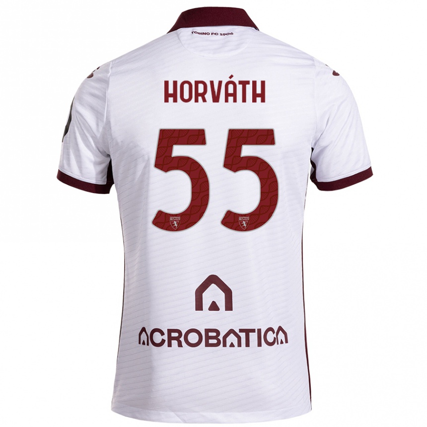 Kids Football Krisztofer Horváth #55 White Maroon Away Jersey 2024/25 T-Shirt Uk