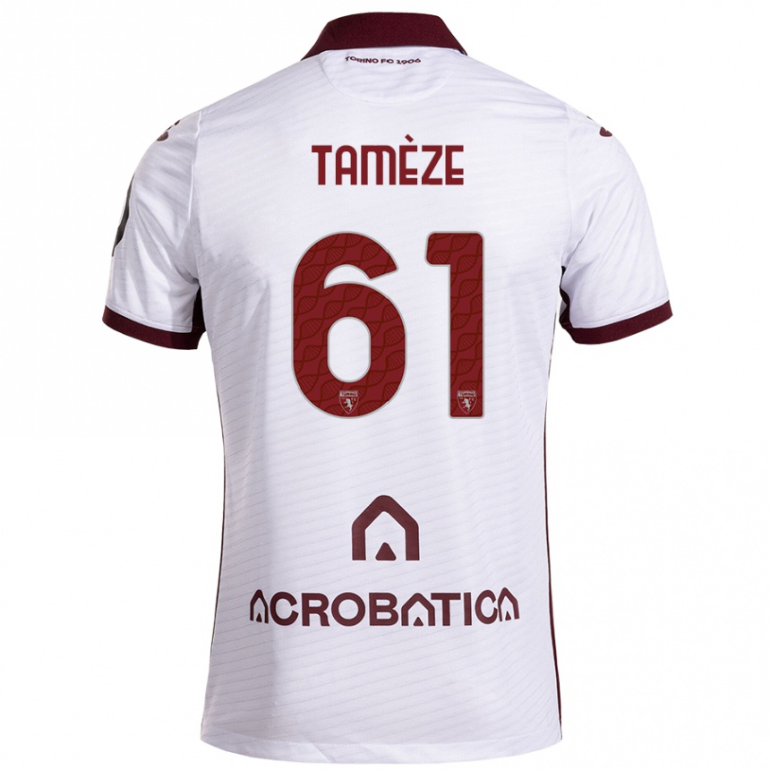 Kids Football Adrien Tamèze #61 White Maroon Away Jersey 2024/25 T-Shirt Uk