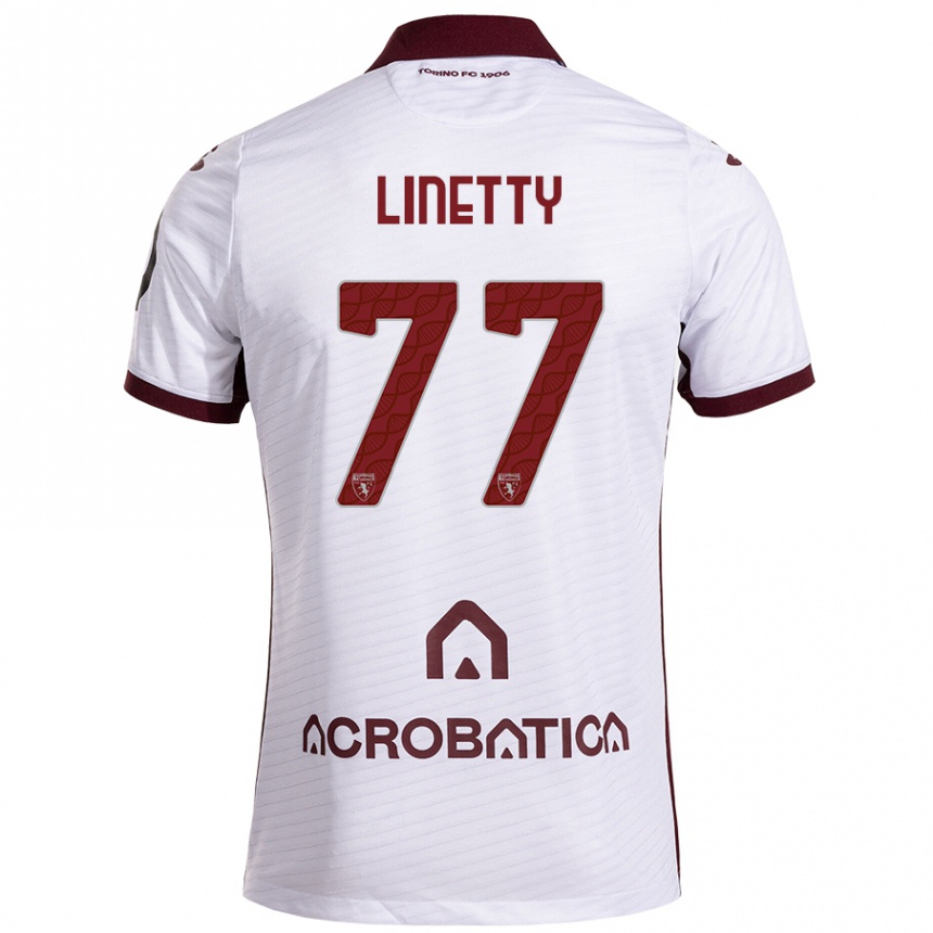 Kids Football Karol Linetty #77 White Maroon Away Jersey 2024/25 T-Shirt Uk