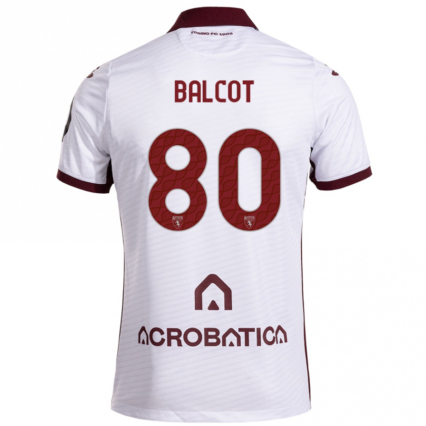 Kids Football Côme Bianay Balcot #80 White Maroon Away Jersey 2024/25 T-Shirt Uk